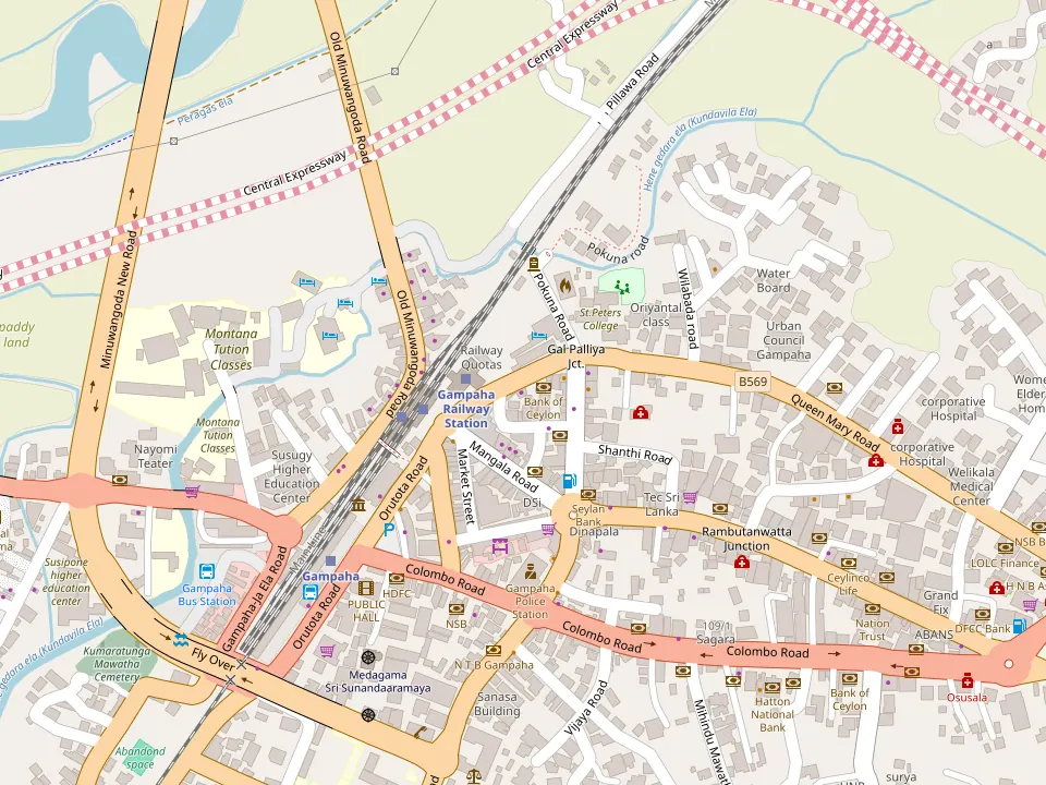 Street map around No. 12, Rest House Road, Gampaha, with the office and print shop marked