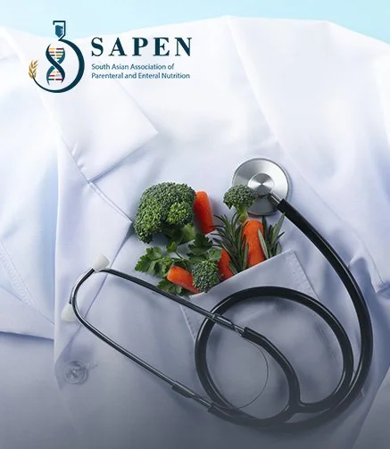 SAPEN logo above a stethoscope and vegetables