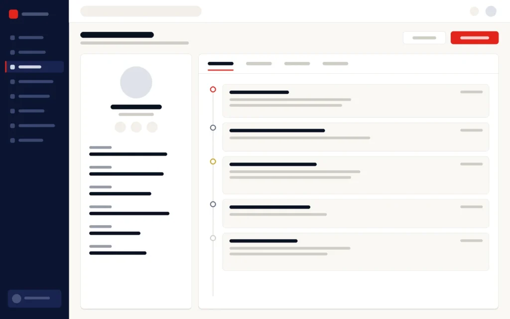Illustration of a customer record with an activity timeline