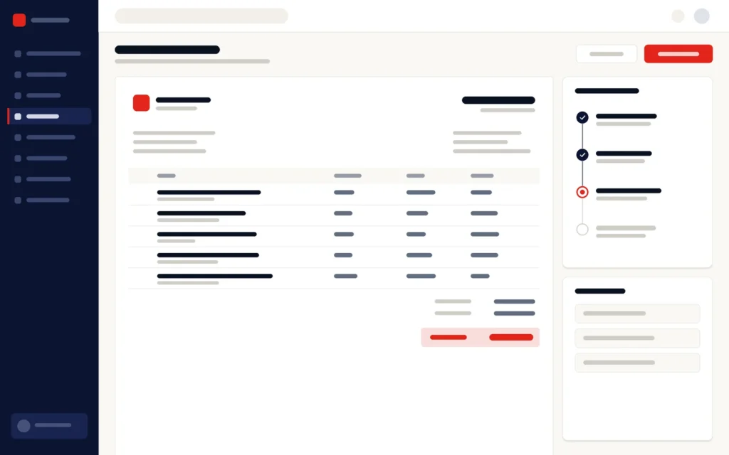 Illustration of a quotation document beside its approval steps