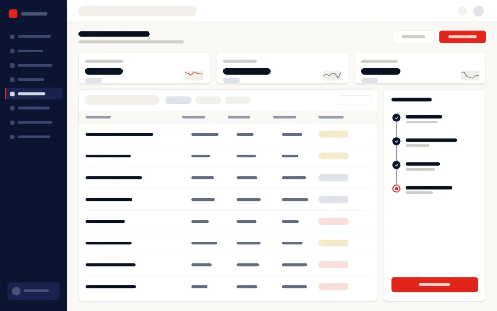 Illustration of a payroll run: salary rows beside the processing steps